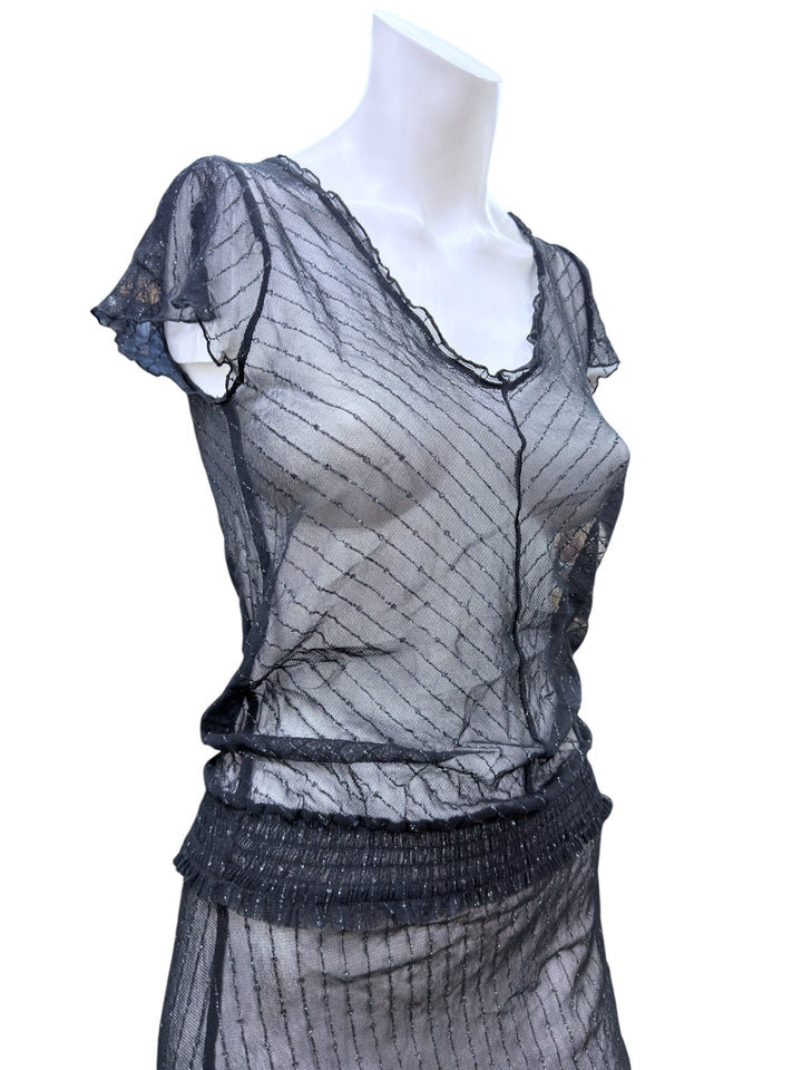 Vintage sheer black mesh dress