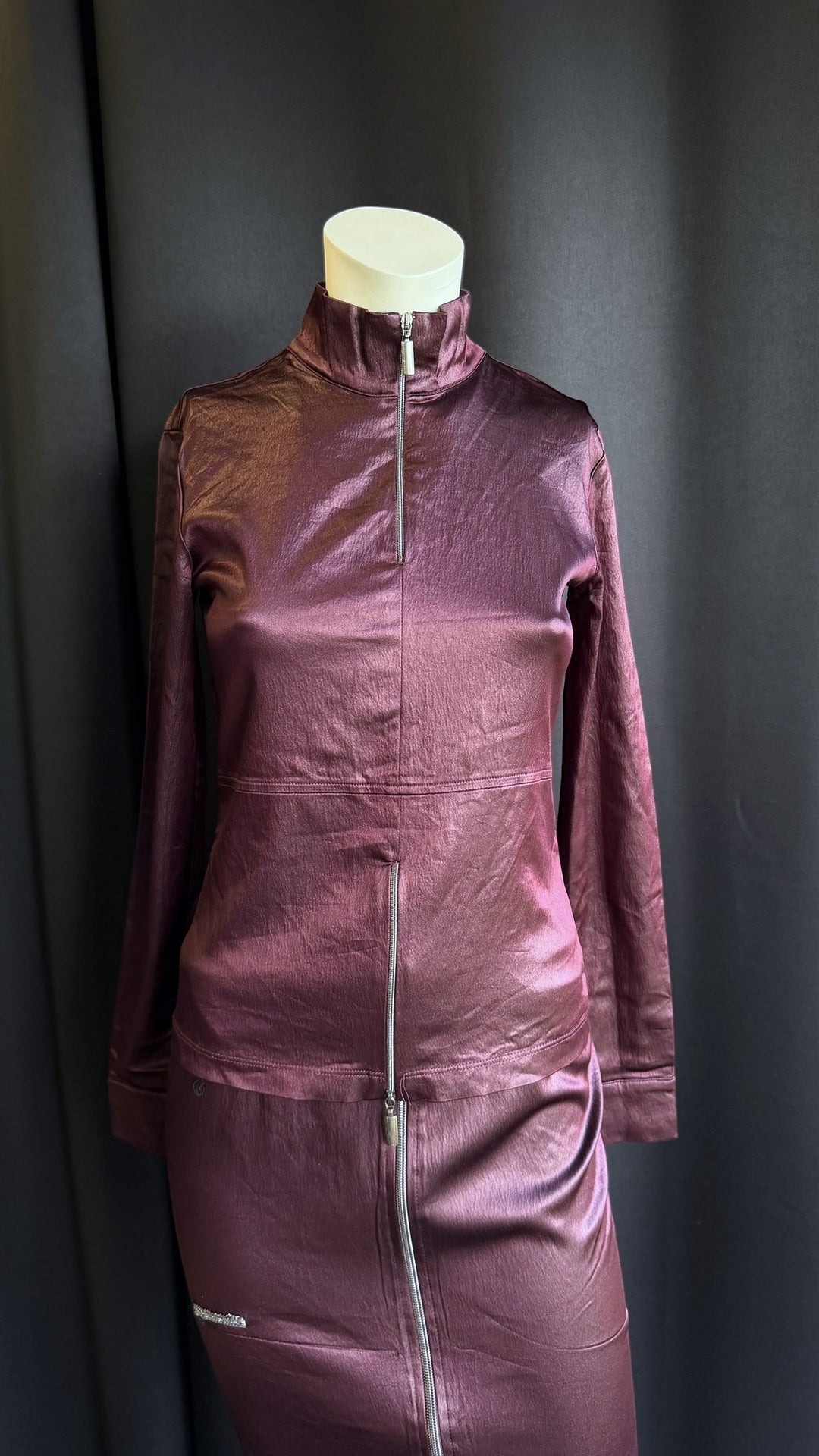 Krizia vintage metallic plum two-piece set small