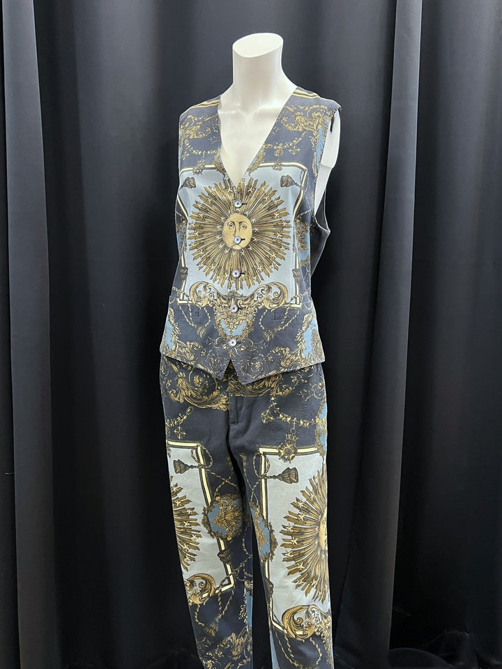 Dolce&Gabbana Baroque Zodiac Sun Silk Vest & Pants Set Medium