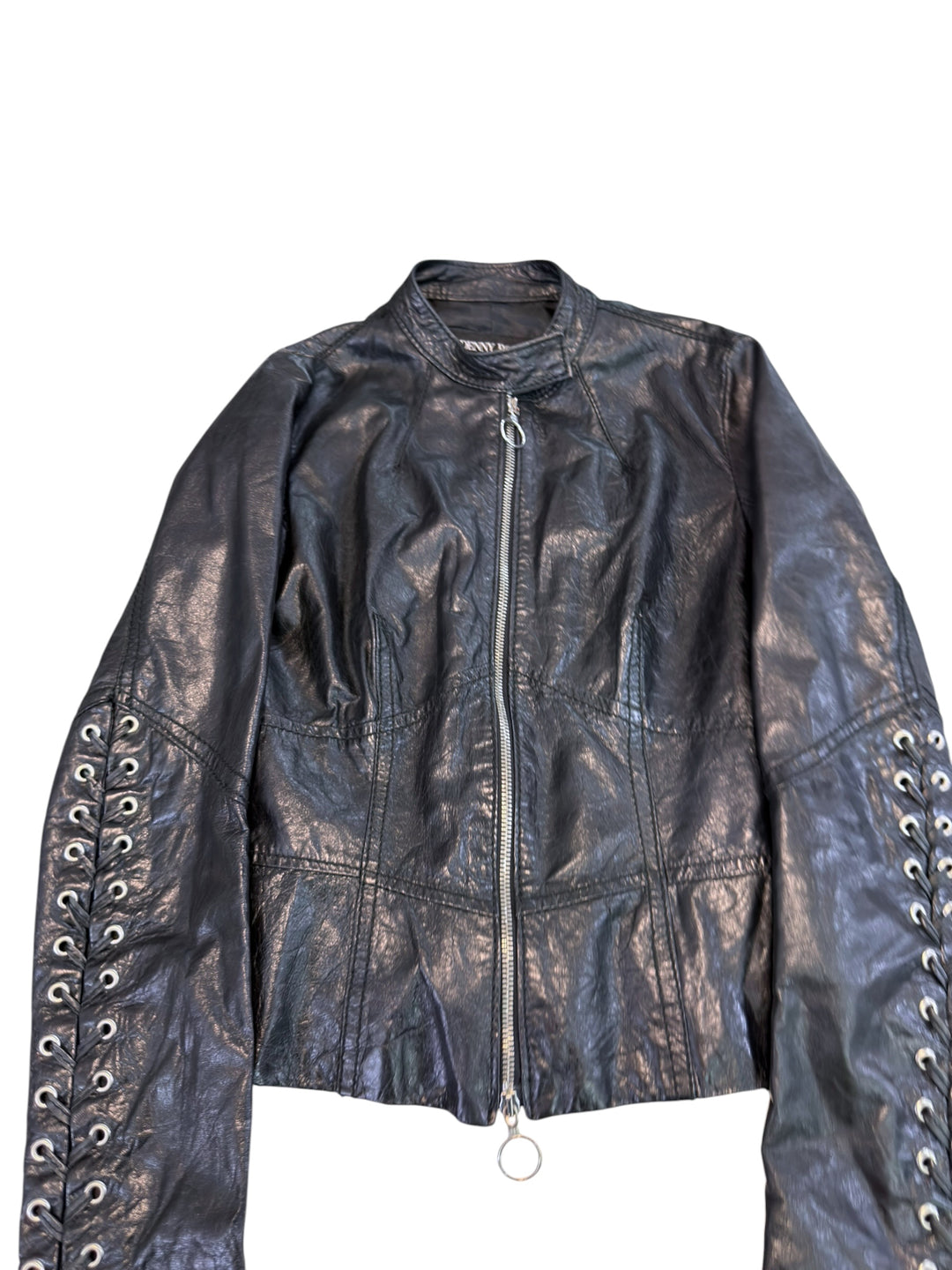 Denny Rose leather lace-up sleeve jacket