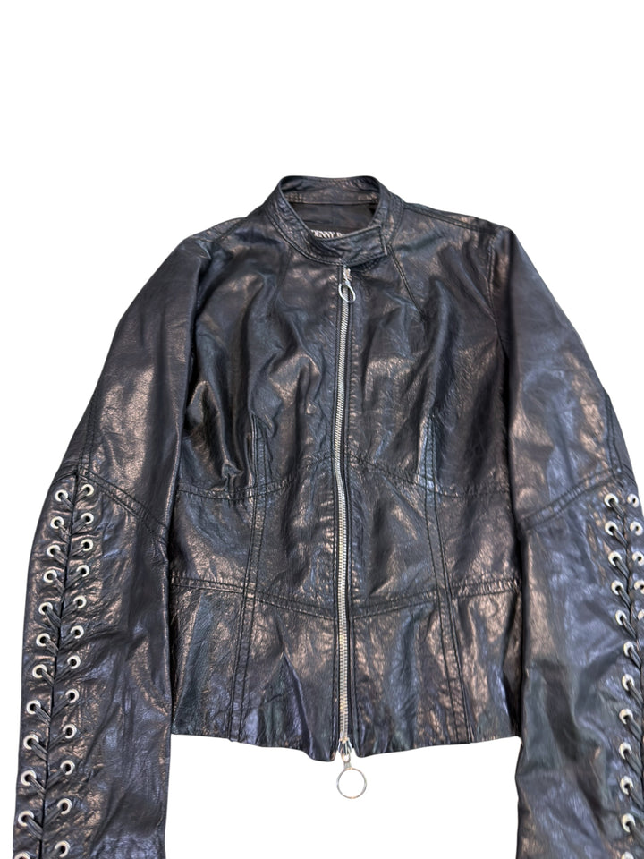 Denny Rose leather lace-up sleeve jacket