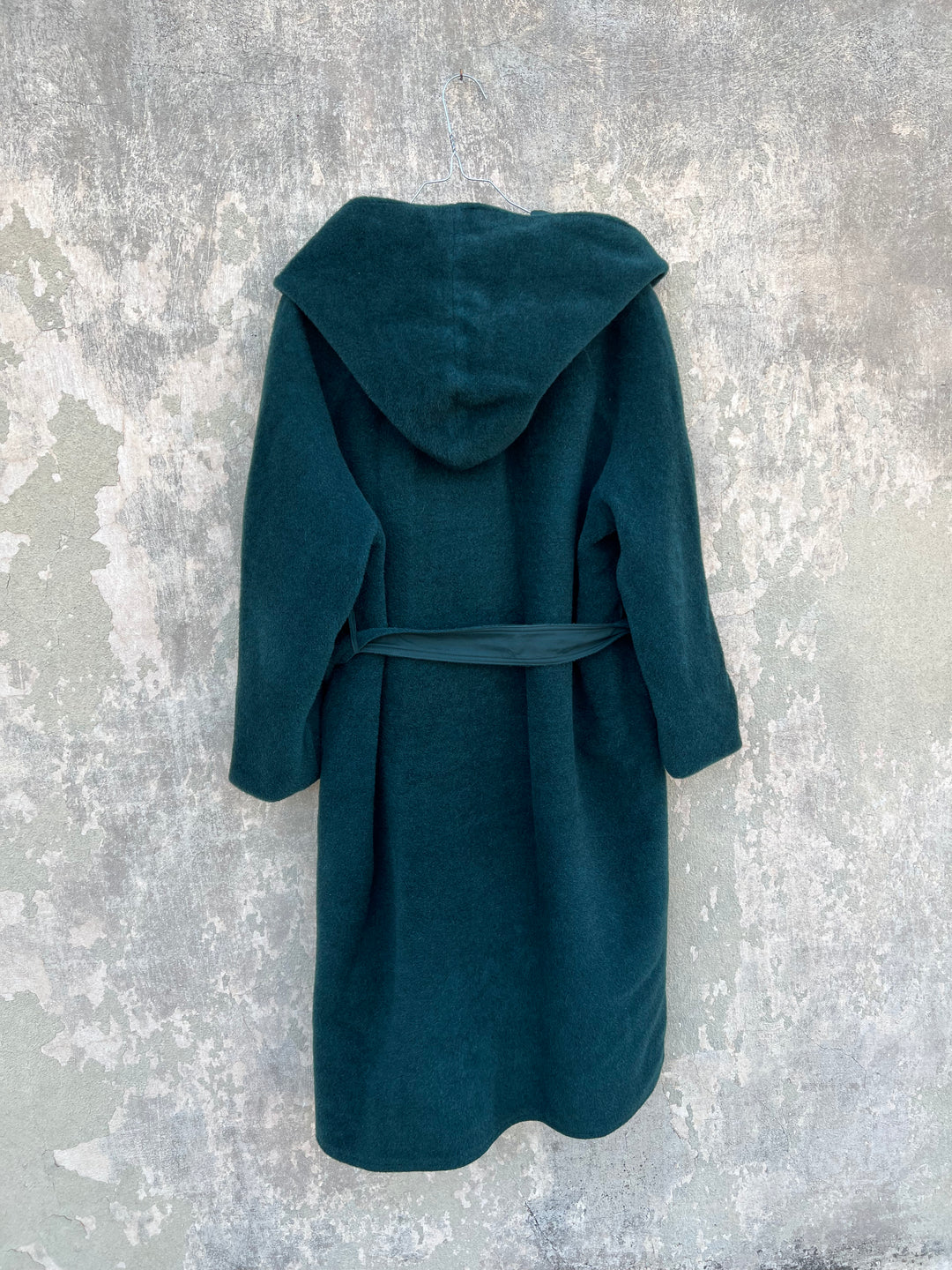 Missoni Donna 80’s Longline Dark Green Hooded Wool Coat Women’s Large
