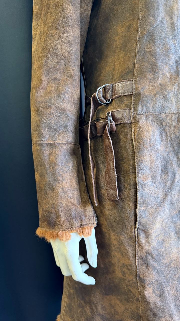 Conbipel vera pelle shearling-effect leather coat s/m