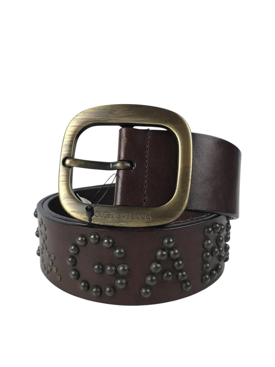 DOLCE&GABBANA Studded Logo Leather vintage belt