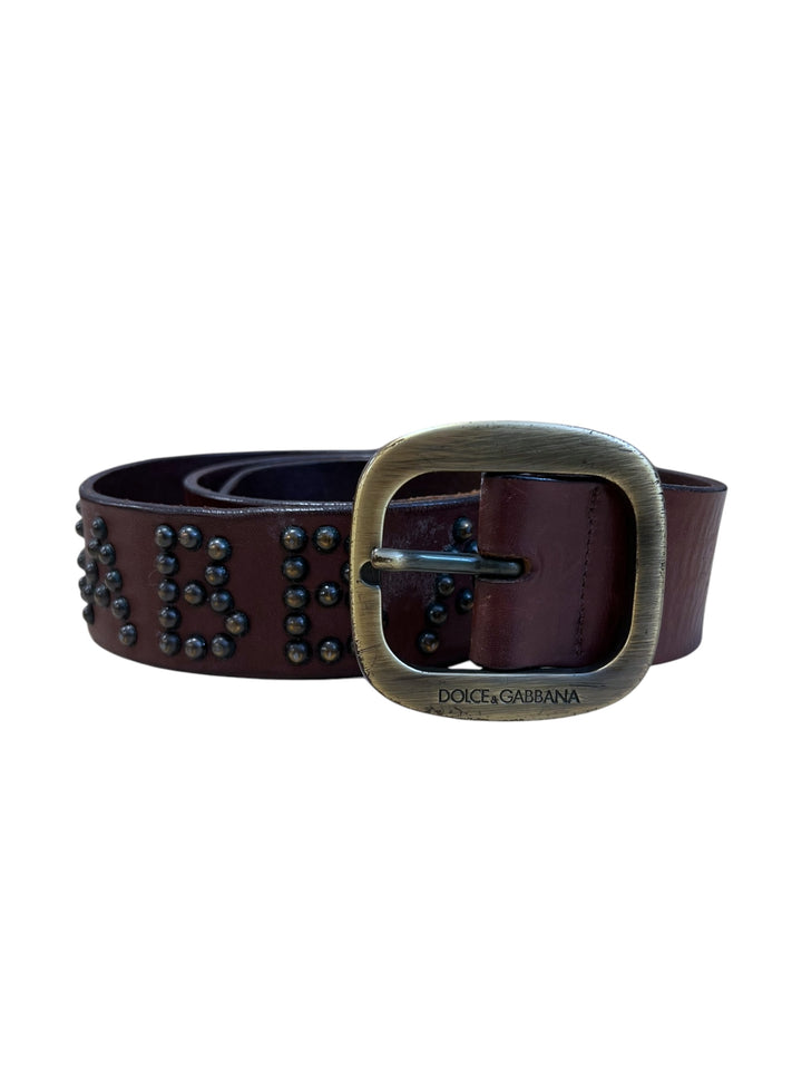 DOLCE&GABBANA Studded Logo Leather vintage belt