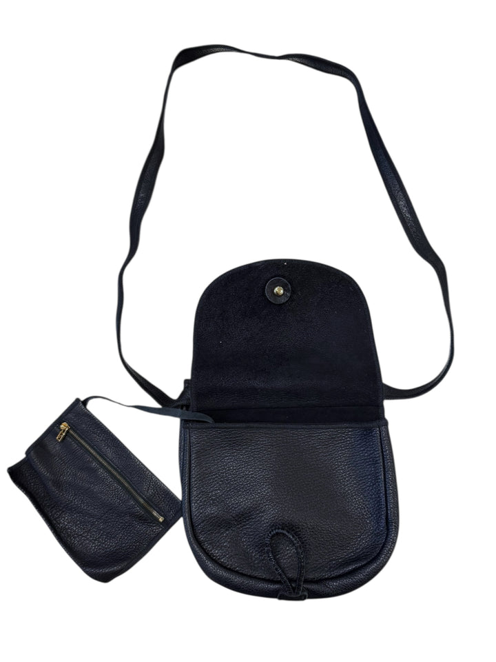 FENDI SAS 1970s Black Leather Crossbody Bag