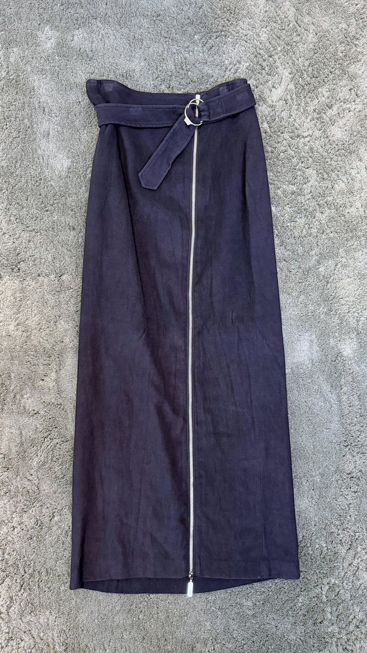 JC de Castelbajac black zip-front midi skirt