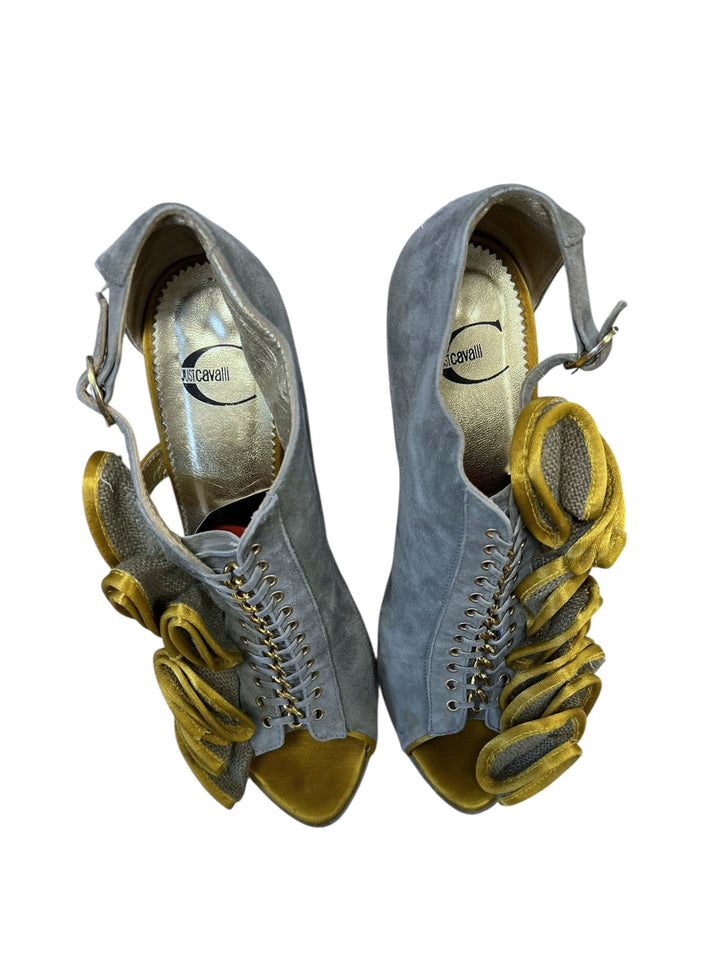 Just Cavalli 2009 Suede High Heels with Yellow Velvet Details Size eu39