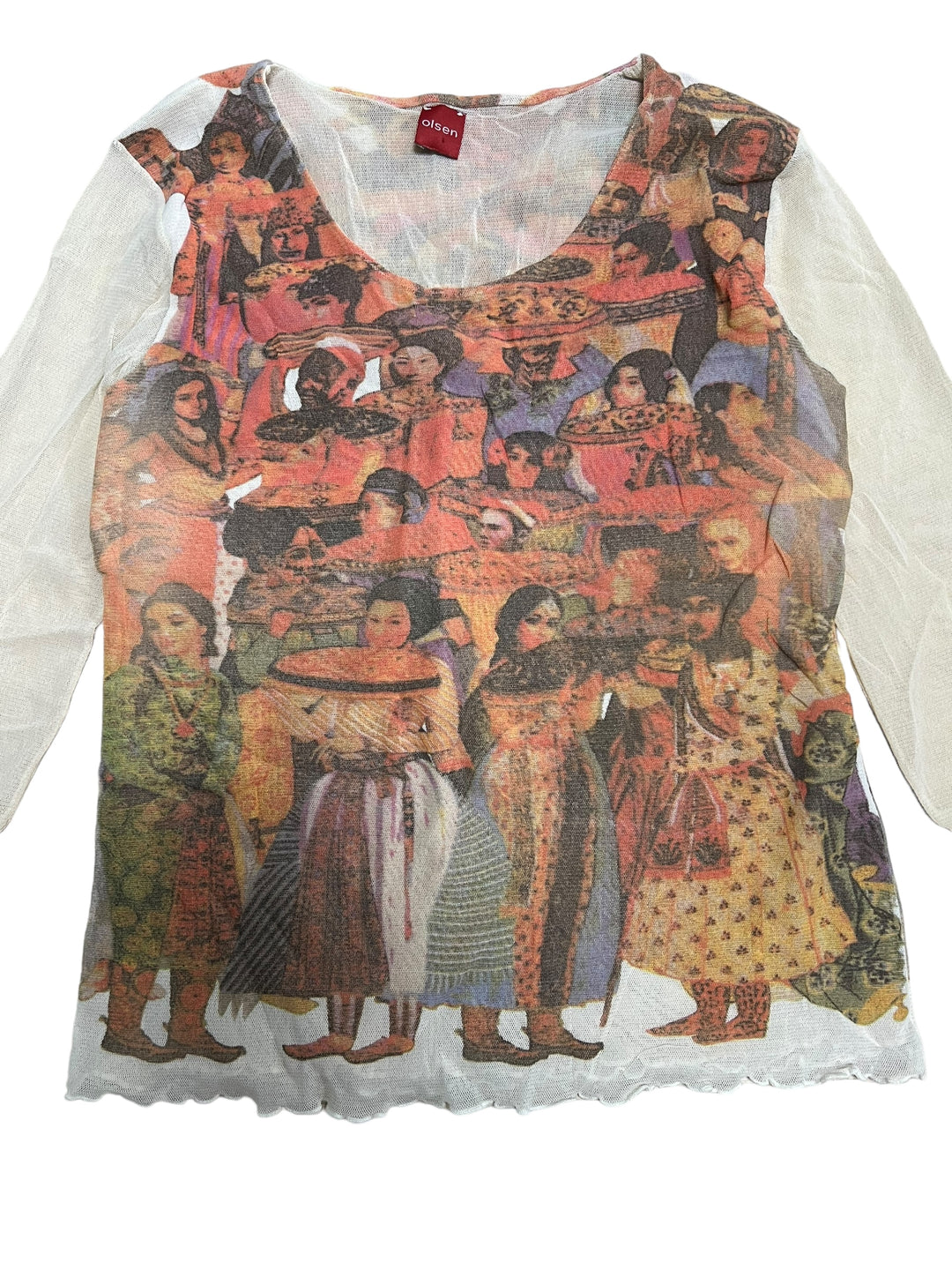 Vintage Olsen mesh printed top women’s medium