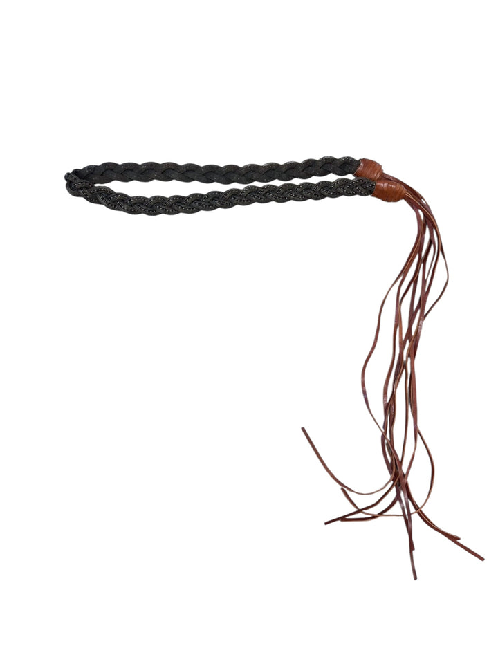 Braided Rope & Faux Leather Tassel Belt