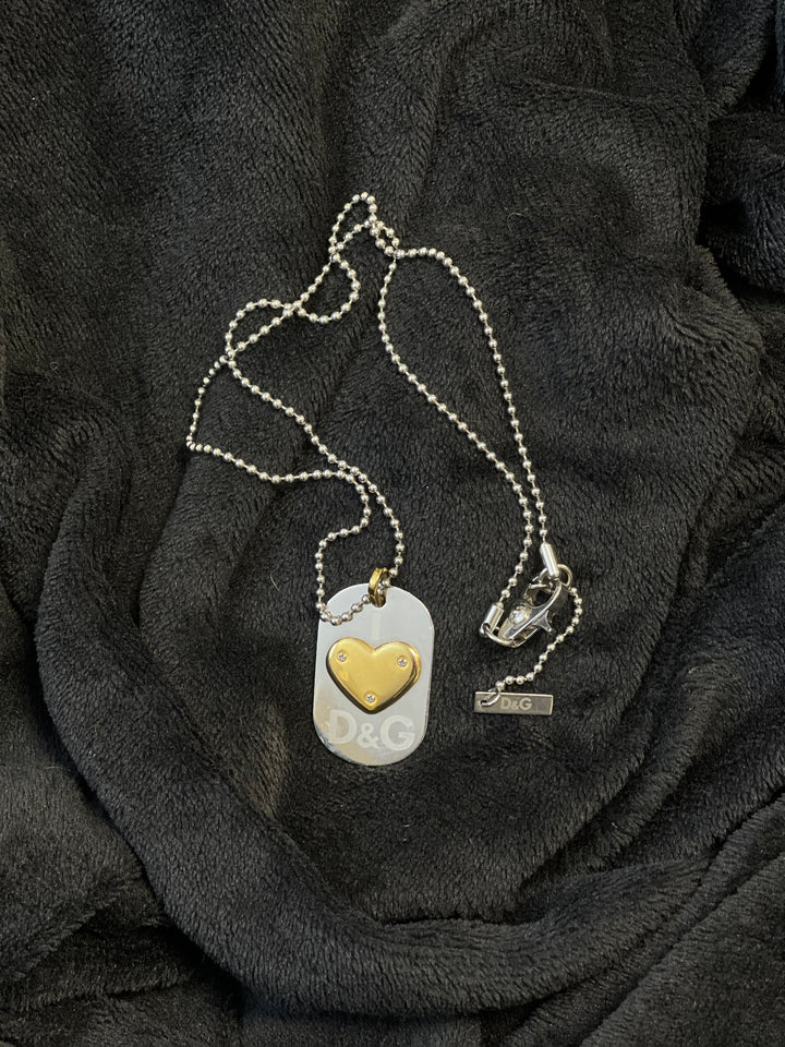 Dolce&Gabbana Necklace with Heart Pendant Silver with Gold