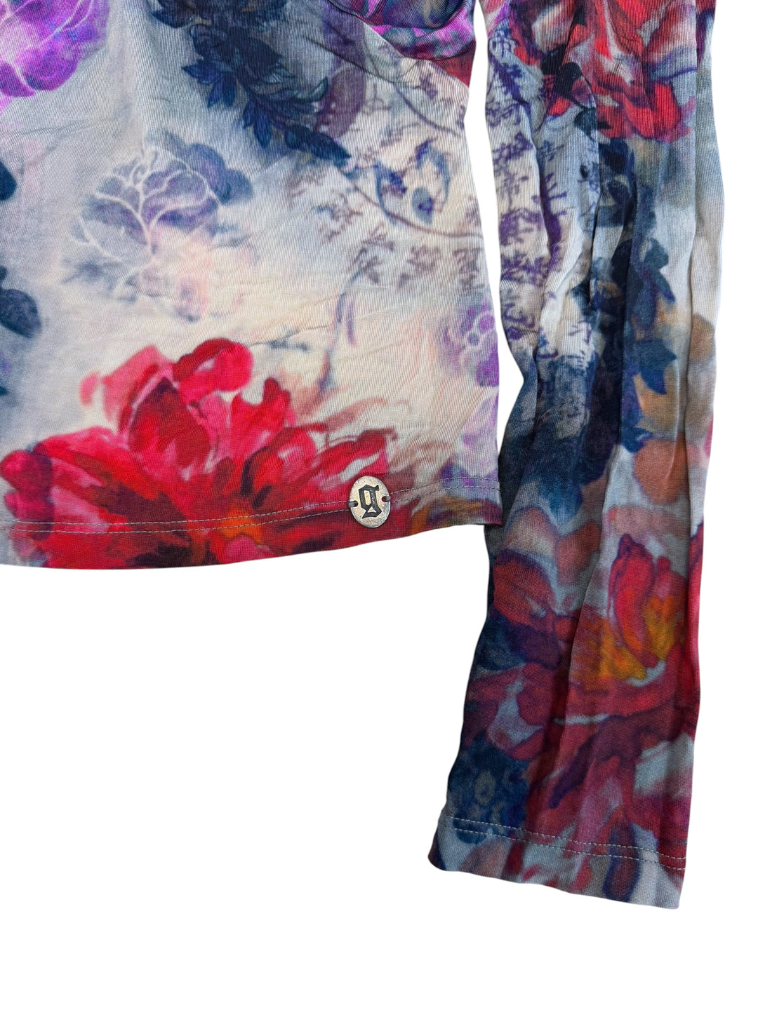 Galliano floral mesh long sleeve top extra small