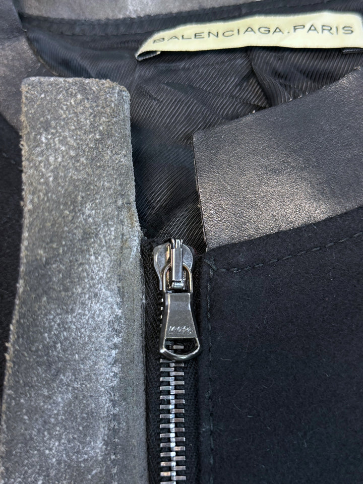 Balenciaga Paris leather-trim cropped jacket