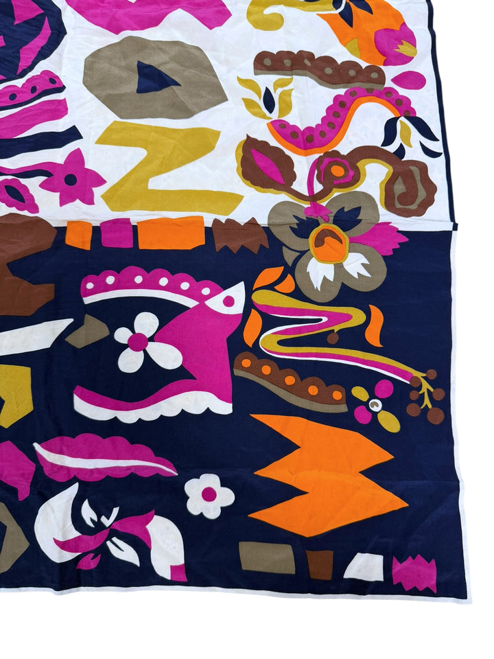 Missoni 1970s Abstract Floral Silk Scarf