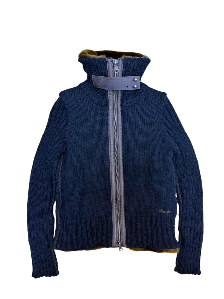 Miss Sixty fur zip up knit jacket