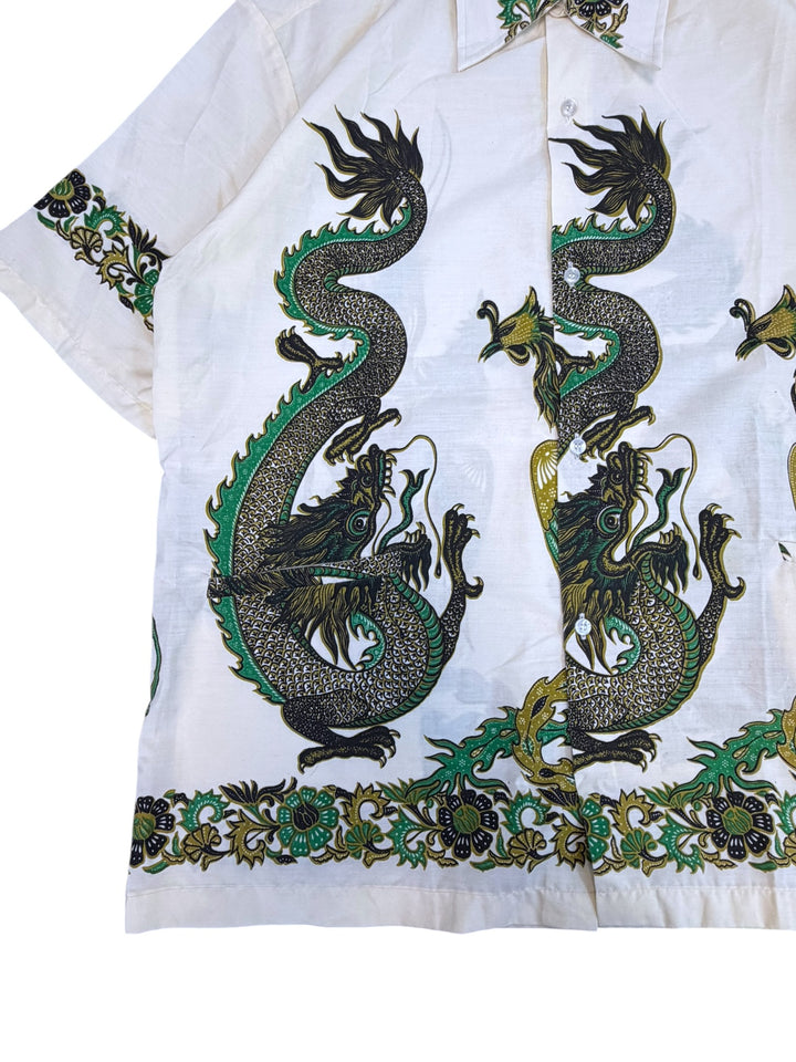Vintage Java Batik dragon & phoenix print short sleeve shirt