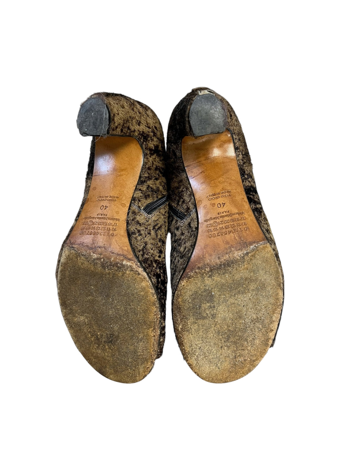 2000s Maison Martin Margiela Pony Hair Peep Toe Ankle Boots Size Eu40