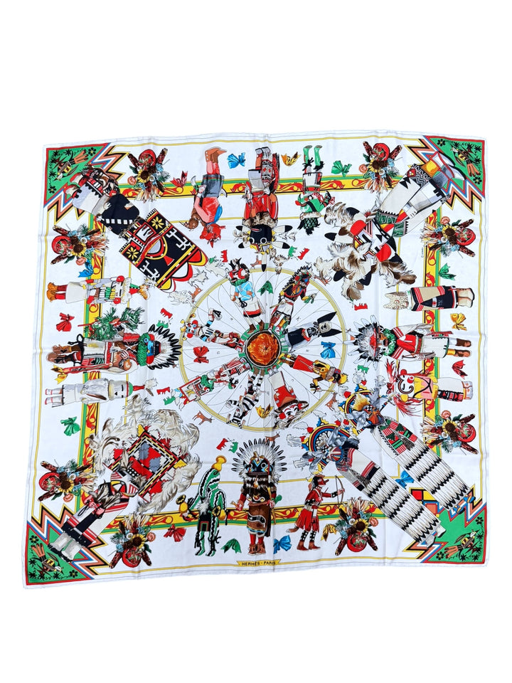 Hermès Paris “Kachinas” Silk Scarf by Kermit Oliver (1992 Edition)