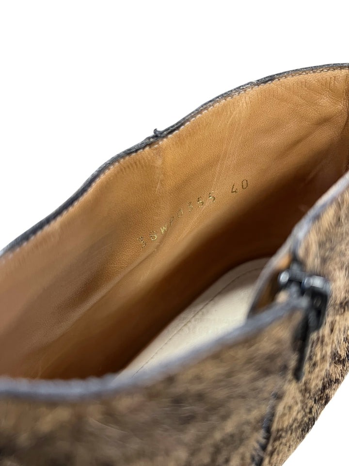 2000s Maison Martin Margiela Pony Hair Peep Toe Ankle Boots Size Eu40