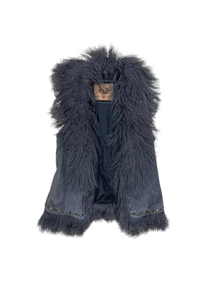 Pepe Jeans London vintage fur-trimmed leather vest women’s medium