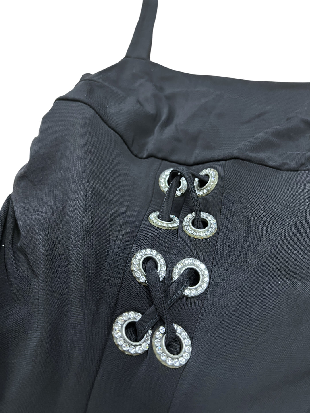Roccobarocco Black Strappy Dress with Crystal Details Extra Small Info