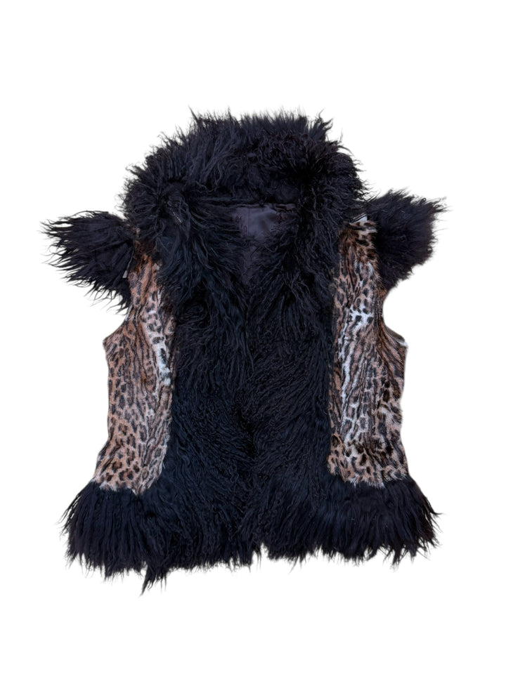 Vintage leopard fur vest medium