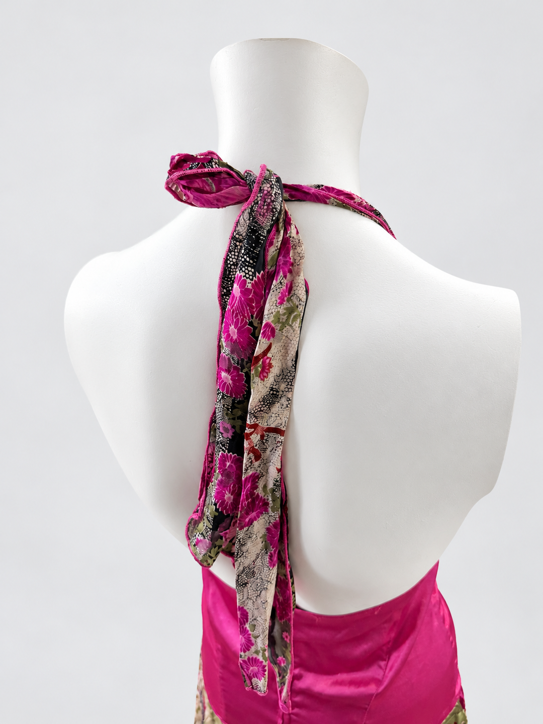 2000s halter asymmetric floral dress