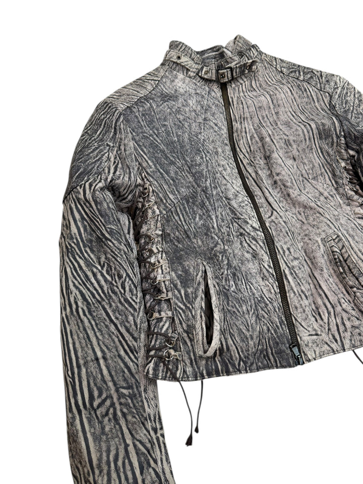 Vintage artisanal textured leather jacket extra small