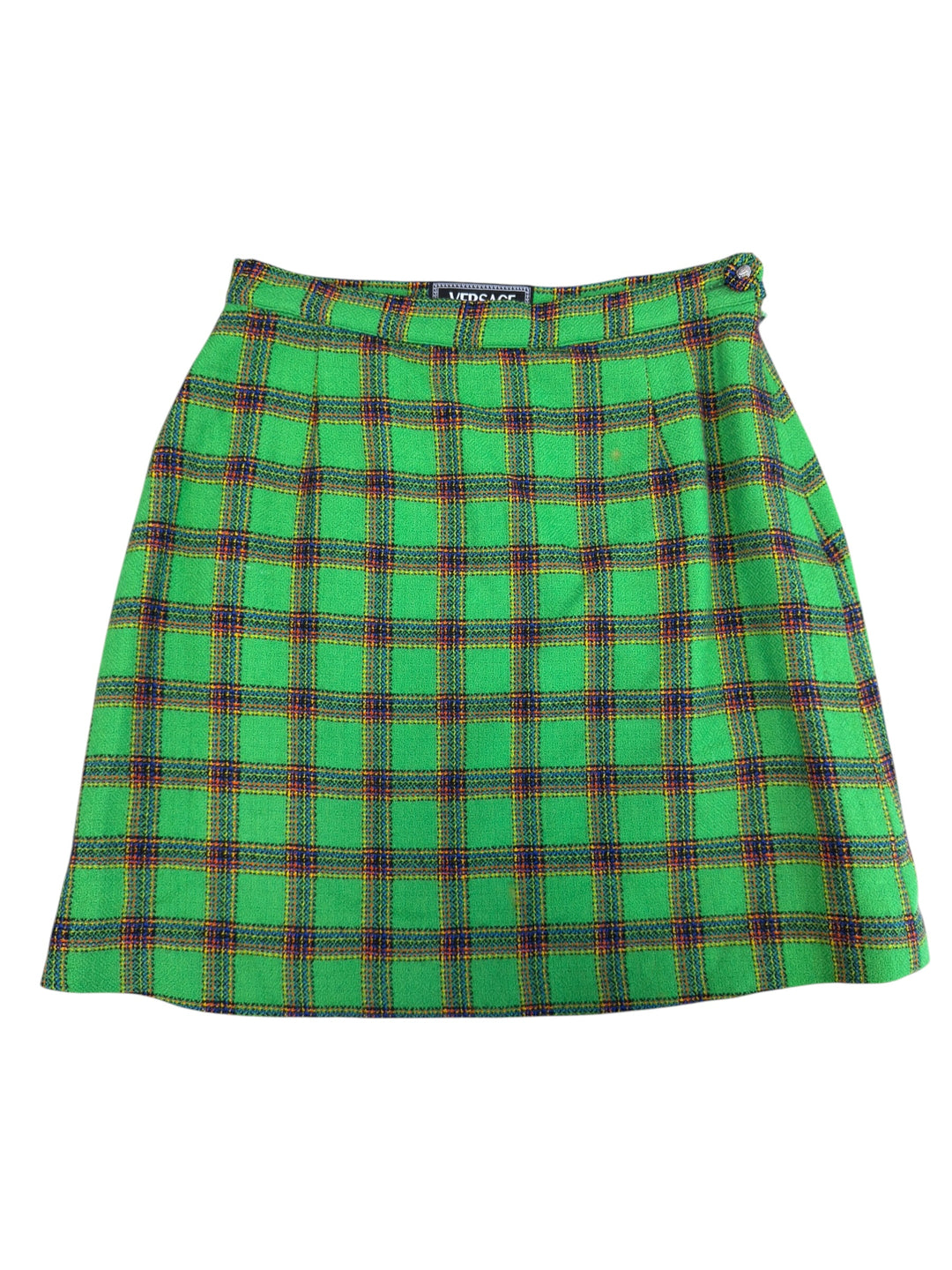 Versace Jeans Couture vintage green plaid mini skirt