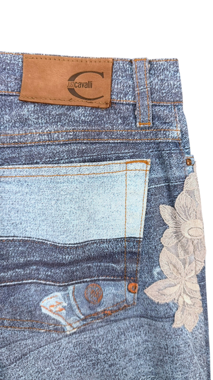 Just Cavalli printed trompe-l’œil denim pants