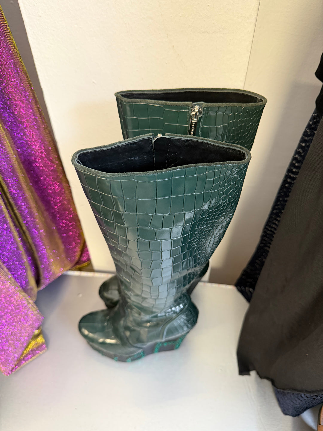 2000s John Richmond Croco Platform Boots EU37