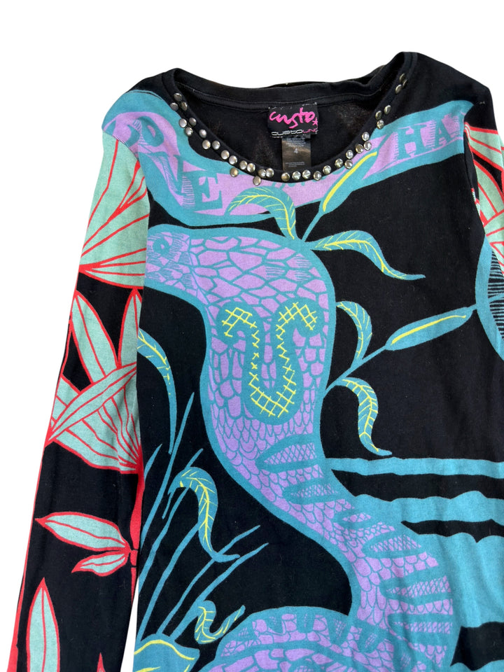Custo Barcelona snake print embellished long sleeve tunic