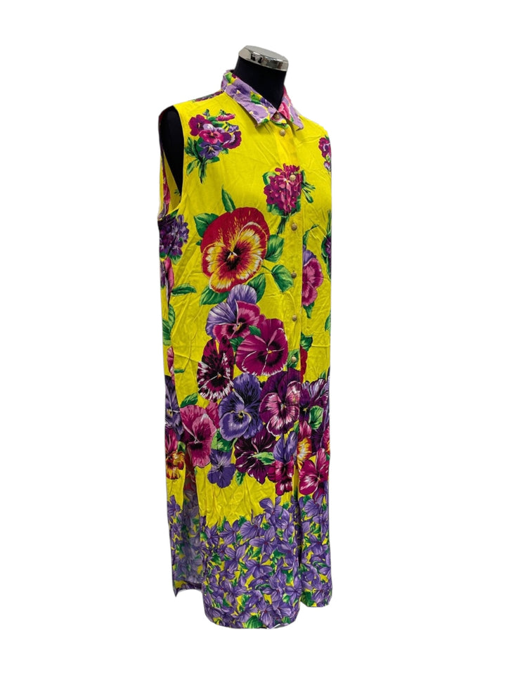 Versace Jeans Couture Floral Sleeveless Shirt Dress Large