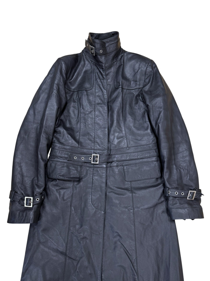 Vintage Leather Full Length Trench Coat Small