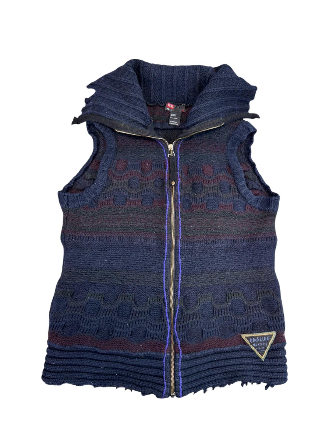 Diesel vintage wool knit zip vest