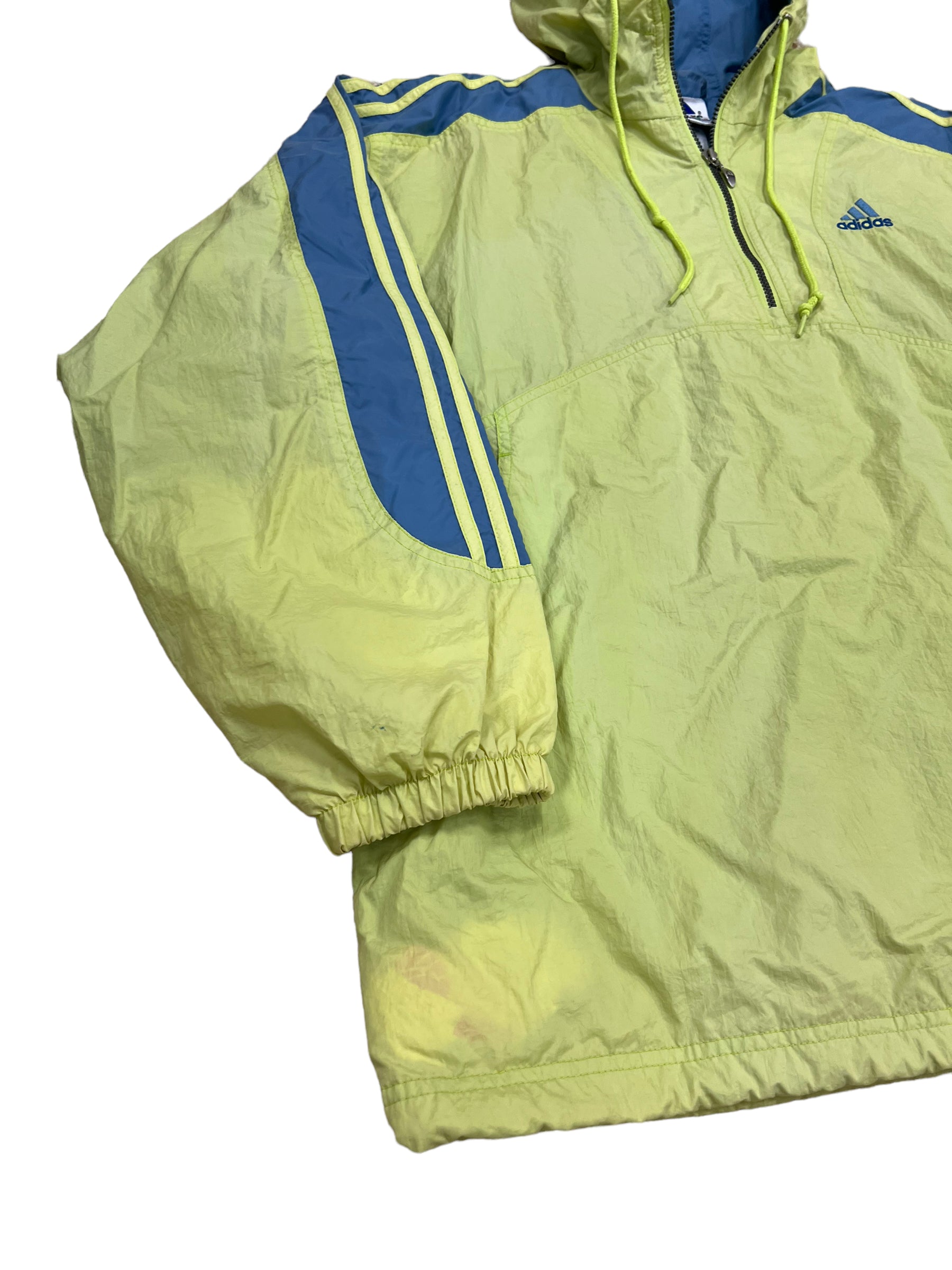 Adidas 90 s highlighter Hooded Zip Windbreaker Jacket Men s Large