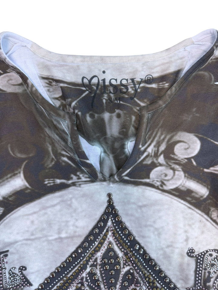 2000s studded ace of spades long sleeve top
