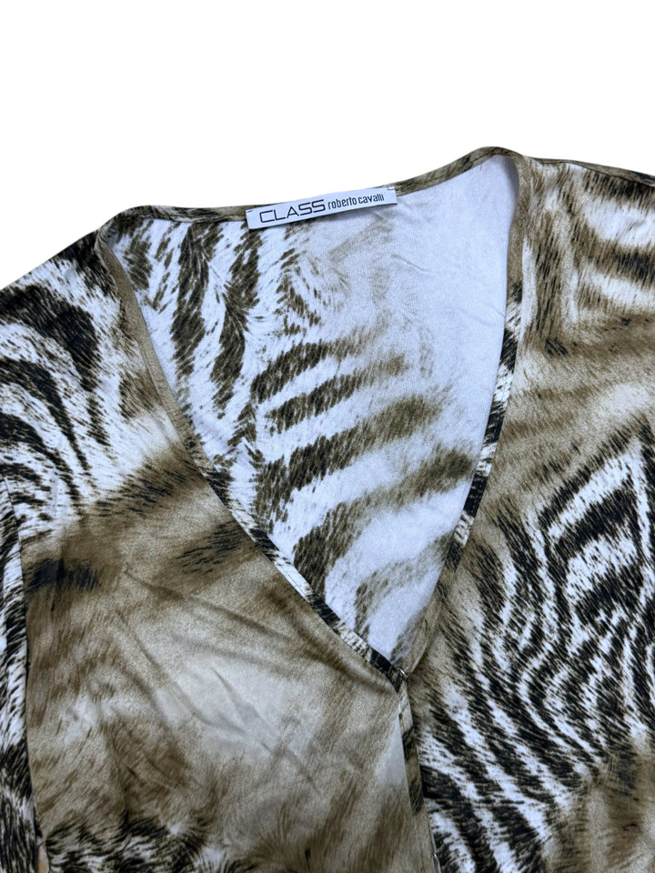 Class Roberto Cavalli Animal Print Ruched Sleeve Top