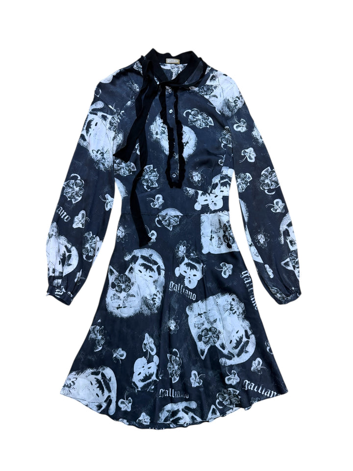 John Galliano silk abstract print dress