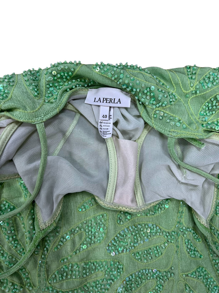 La Perla Vintage Beaded Mesh Mini Dress Small