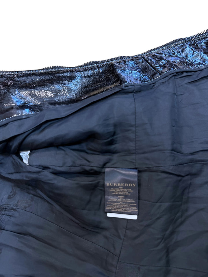 Burberry prorsum black patent leather quilted coat