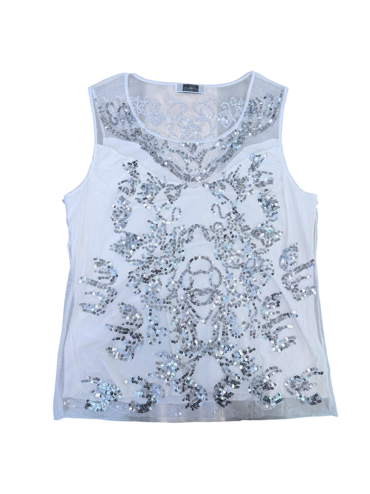 Krizia sheer sequin embroidered top