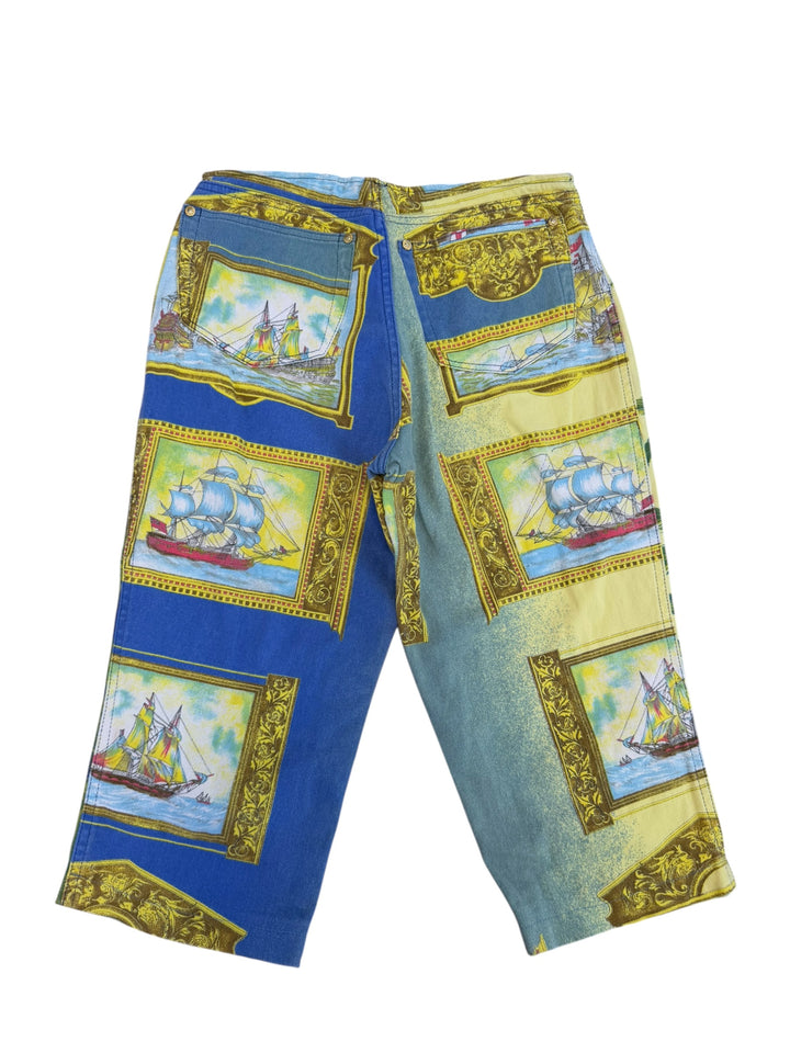 Versace Jeans couture ocean print cropped trousers