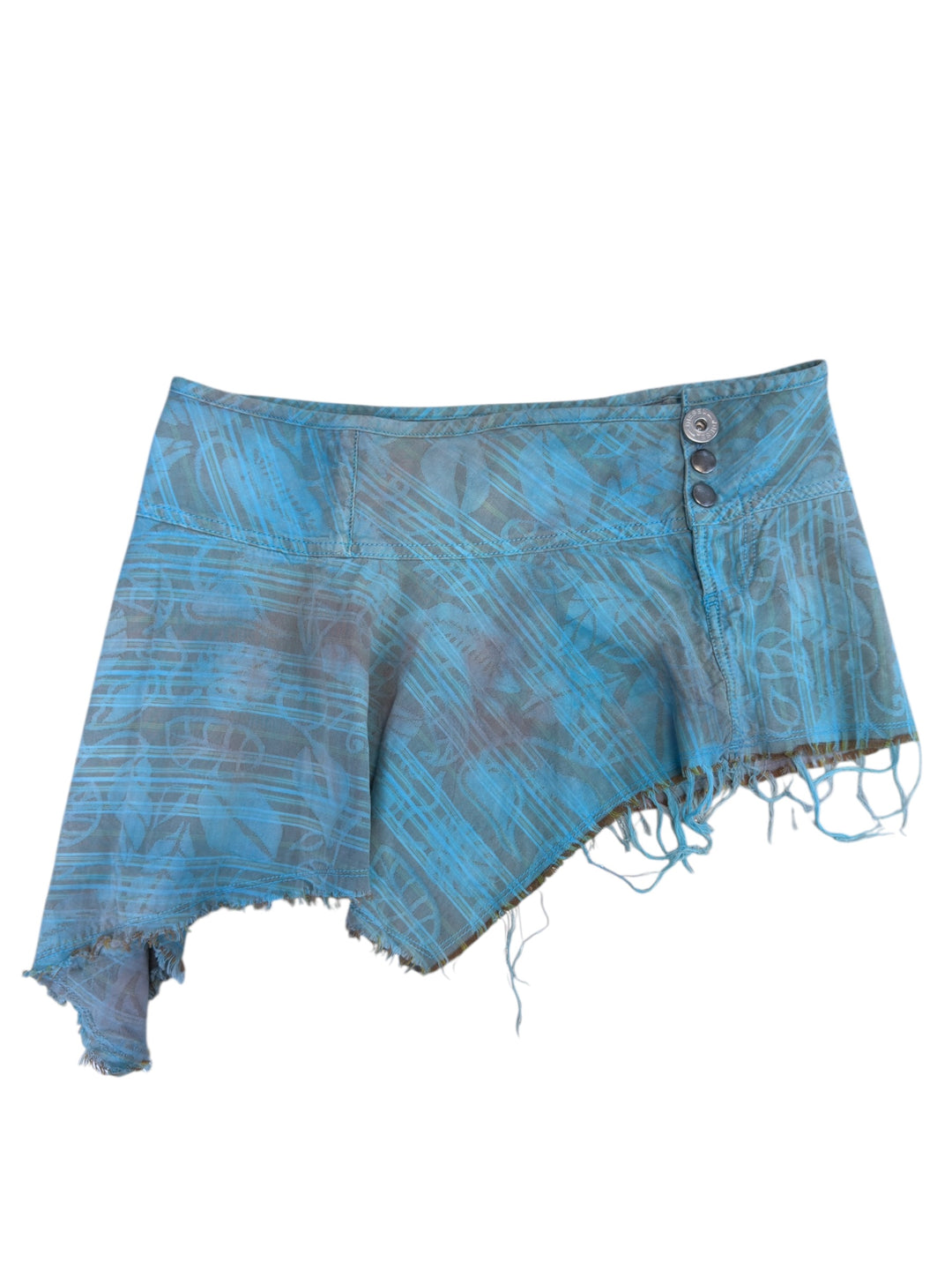 Diesel 2000s asymmetric mini skirt distressed raw hem blue cotton