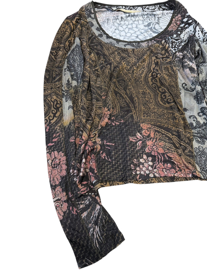 2000s Class Roberto Cavalli Baroque Mesh Top