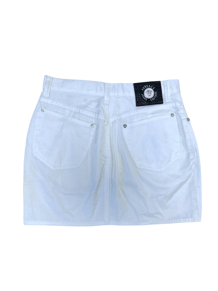 Versace Jeans Couture White Denim Mini Skirt Medium