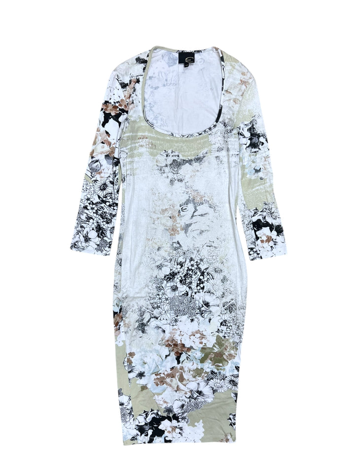 Just Cavalli Vintage Floral Bodycon Midi Dress Small