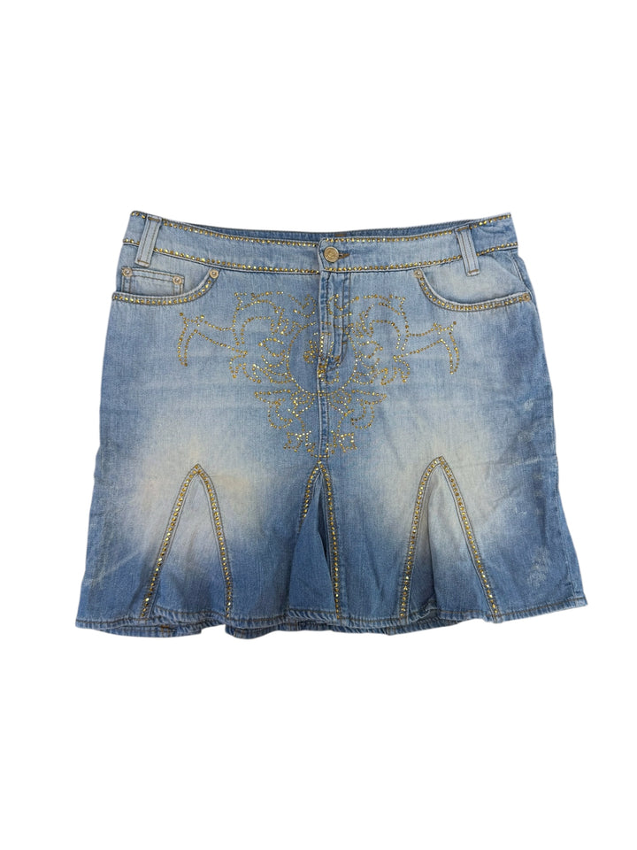 Versace Jeans Couture embellished denim mini skirt medium