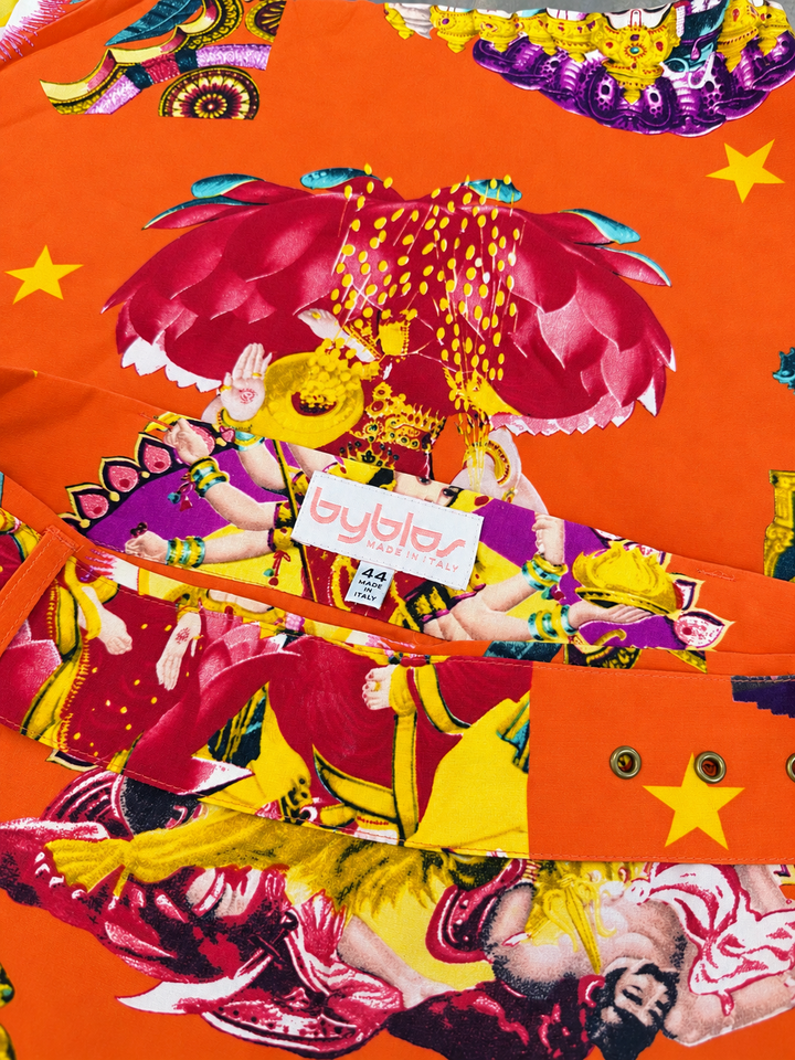 Byblos vintage Hindu Deity print silk skirt - SS 1992