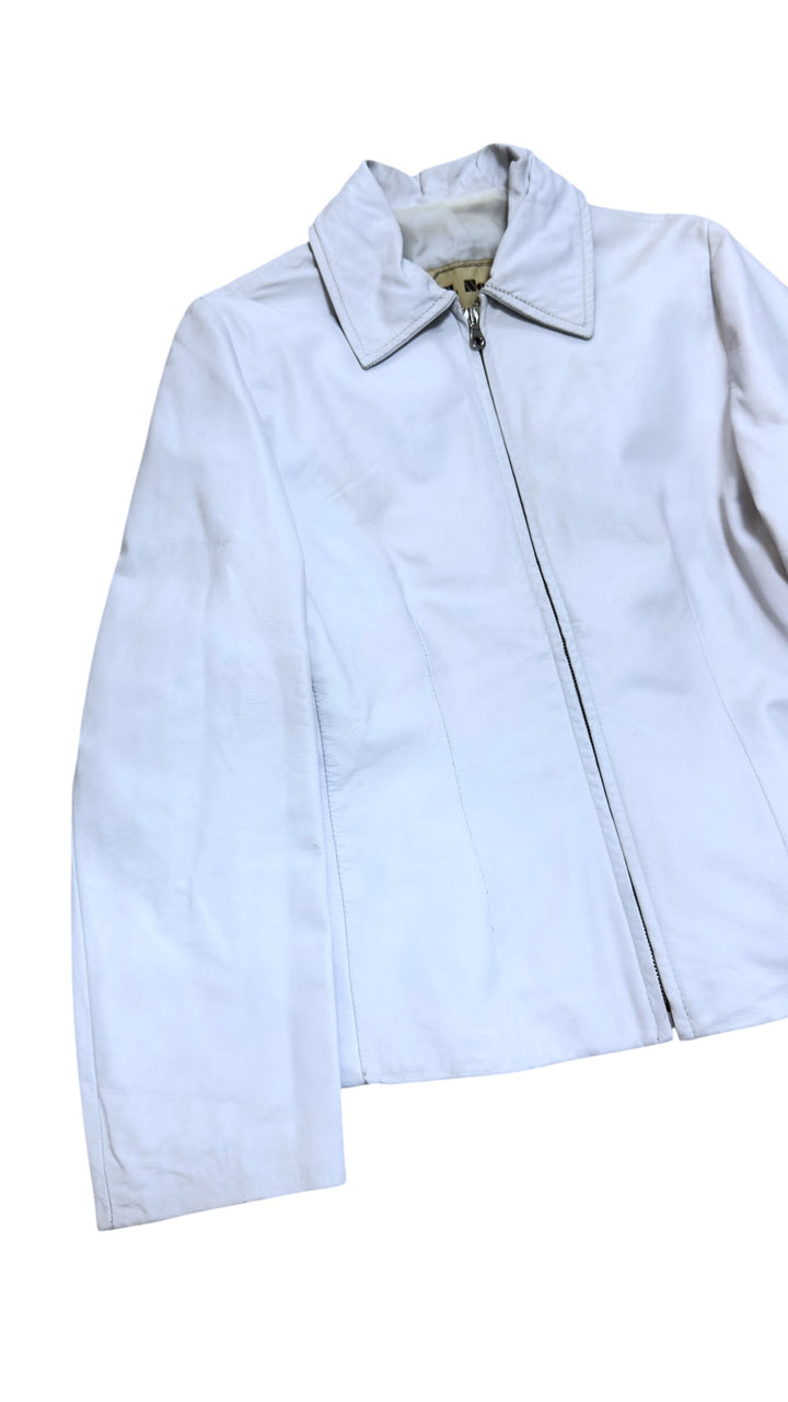 Vintage white leather zip jacket – Made in Italy